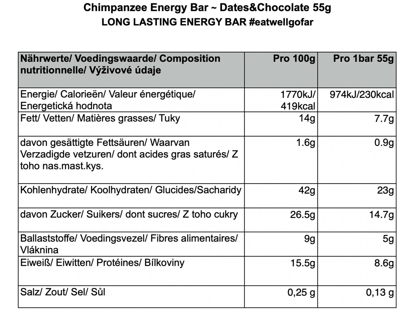 Chimpanzee Nutrition CHIMPANZEE Barre énergétique Dattes Chocolat - 65g – Image 2