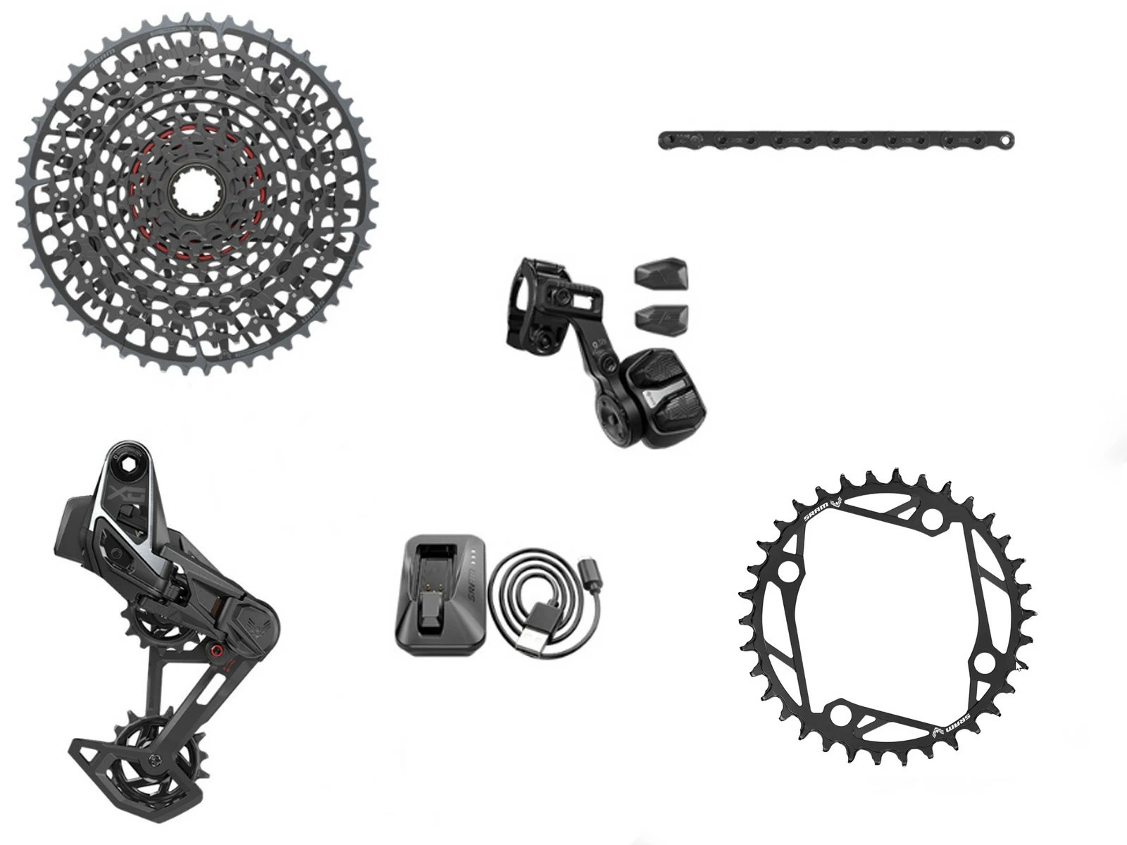 SRAM Groupe Complet X0 T-TYPE Eagle E-VTT 104 BCD 12v 36 Dents 10-52 Sans Manivelles